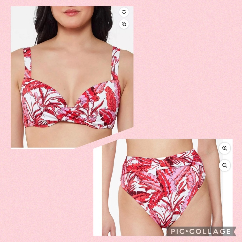 Jessica Simpson - fuschia multi floral bikini, Med D cup & Med bottom